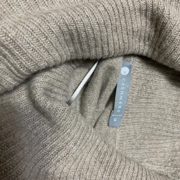 InCashmere Cowl Neck Cashmere Oatmeal Sweater - Picture 3 of 8